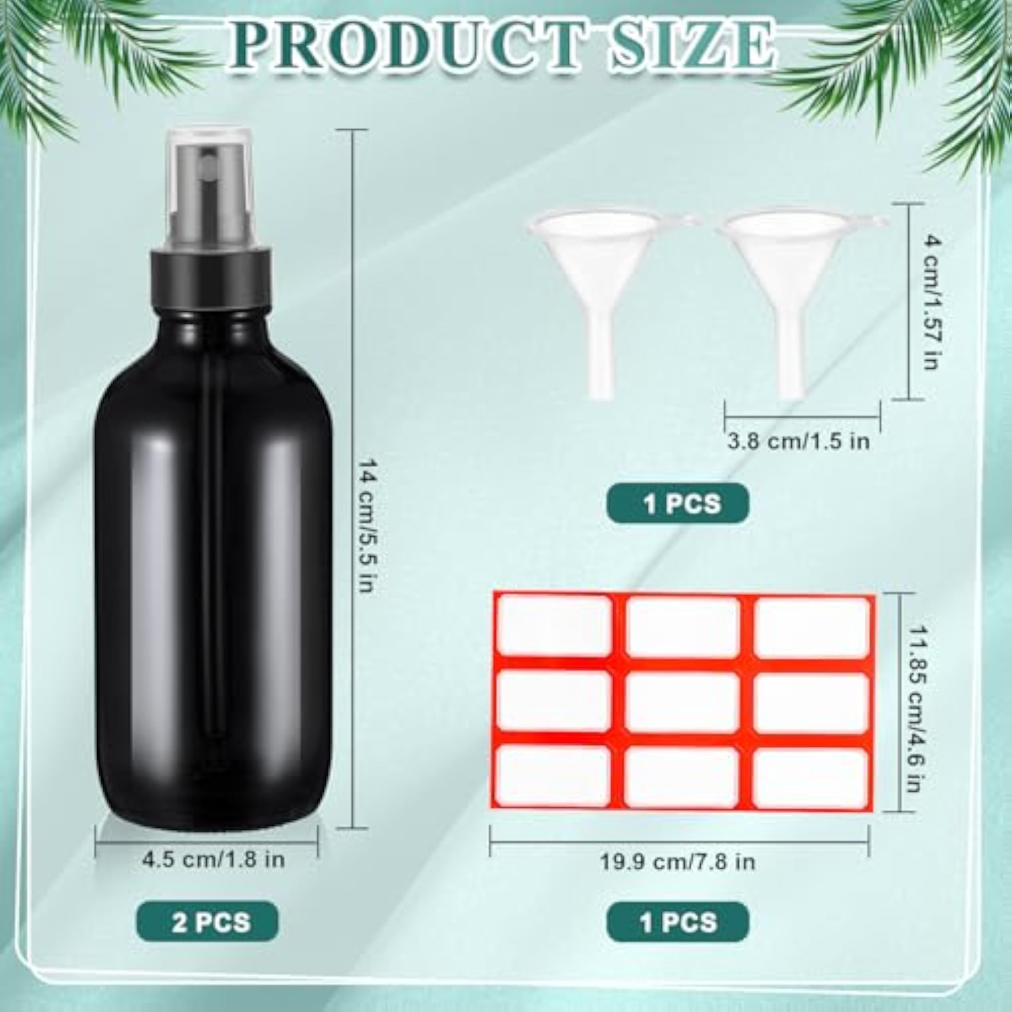 2 Pcs Glass Spray Bottles 4oz Fine Mist